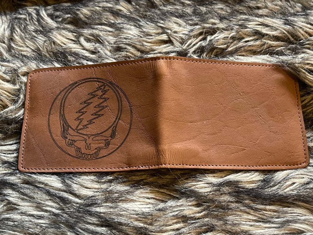 Upcycled Grateful Dead Stealie Leather Wallet