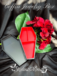 Image 2 of Black & Red Coffin Jewelry Box