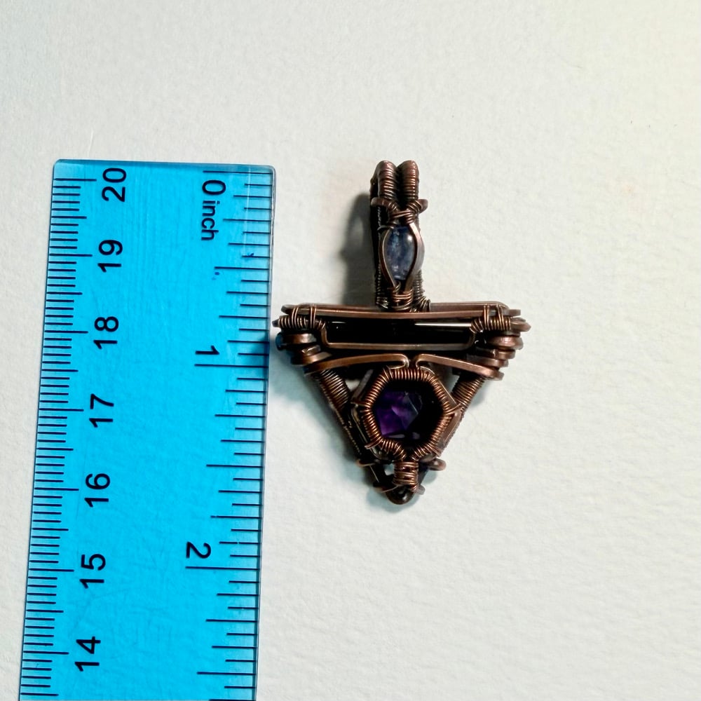 Image of Amethyst, Black Tourmaline, & Blue Kyanite Pendant