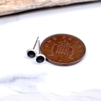 Image 2 of Handmade Black Hole Concave Sterling Silver Stud Earrings