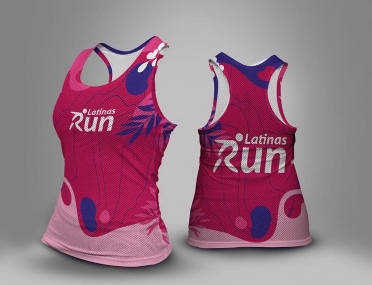 Latinas Run Pink & Blue Floral Printed Top