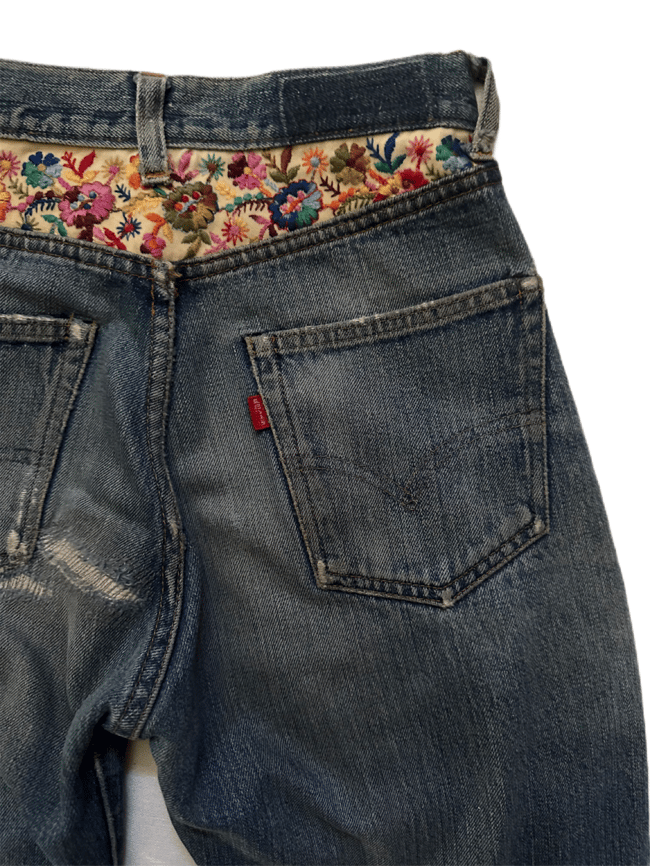 super old Levi Strauss hand embroidered denim jeans 501