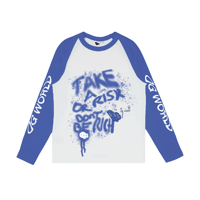 TAKE A RISK  GRAFITI- LONG SLEEVE T SHIRT BLUE