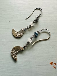 Image 10 of kyanite moonstone crescent moon dangle earrings