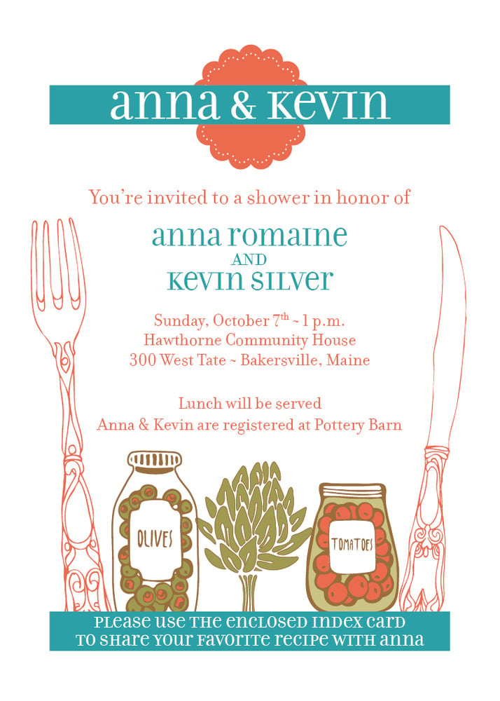 Recipe Shower Invitation with a Vegetable Theme