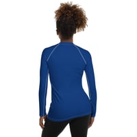 Image 4 of Royal Blue and White BOSSFITTED Women's Long Sleeve Compression Shirt 