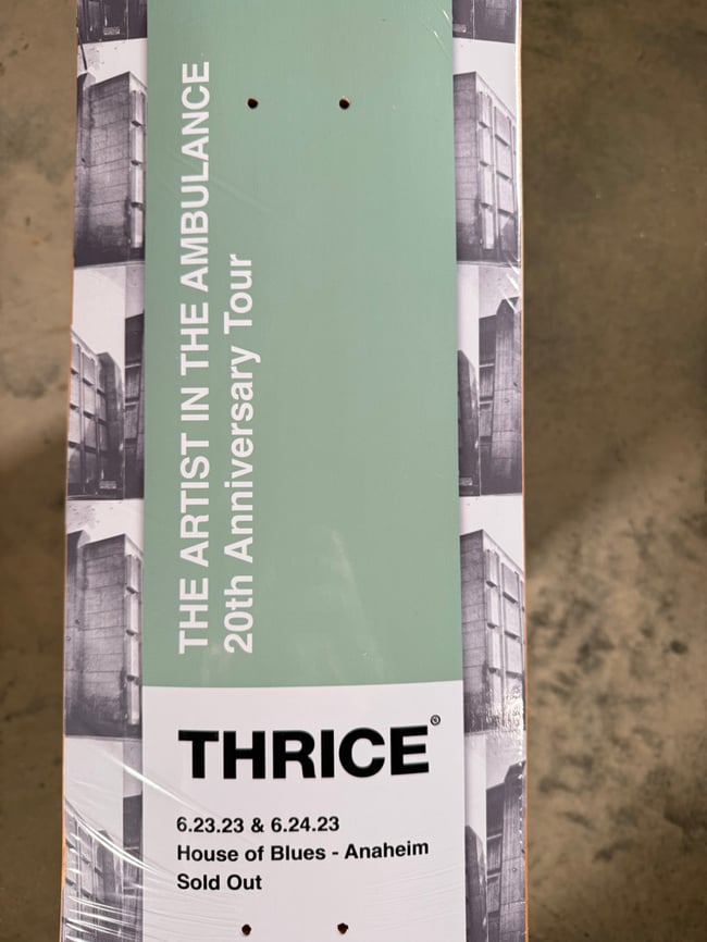 Thrice skateboard - Artist in the Ambulance 20th anniversary tour House of Blues 