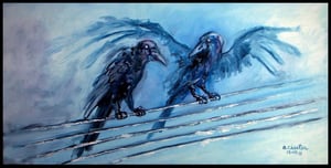 Image of Two Crows on a Wire