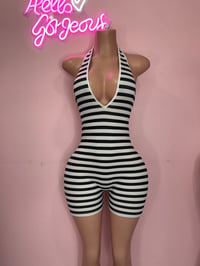 Image 1 of Stripe Romper- Black