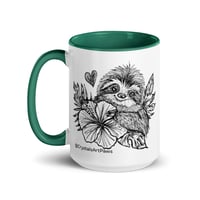 Image 14 of Tropical Flower Sloth Coffee Mug Line Art by CrystalsArtPaws