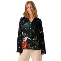 Image 2 of FREE SHIP - Mantis Queen Starry Night - Women’s Long Sleeve Pajama Top - Button Down Shirt 