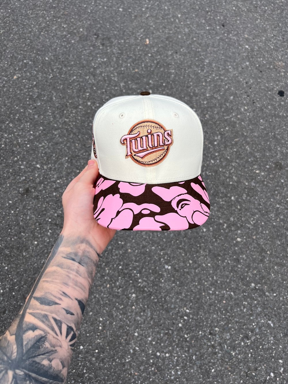 Image of PINK BRIM MULTI TONE MINNESOTA TWINS CUSTOM FITTED CAP