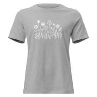 Image 4 of Women's Relaxed T-Shirt, Minimalist White Wildflowers T-Shirt | Simple Botanical Graphic Tee
