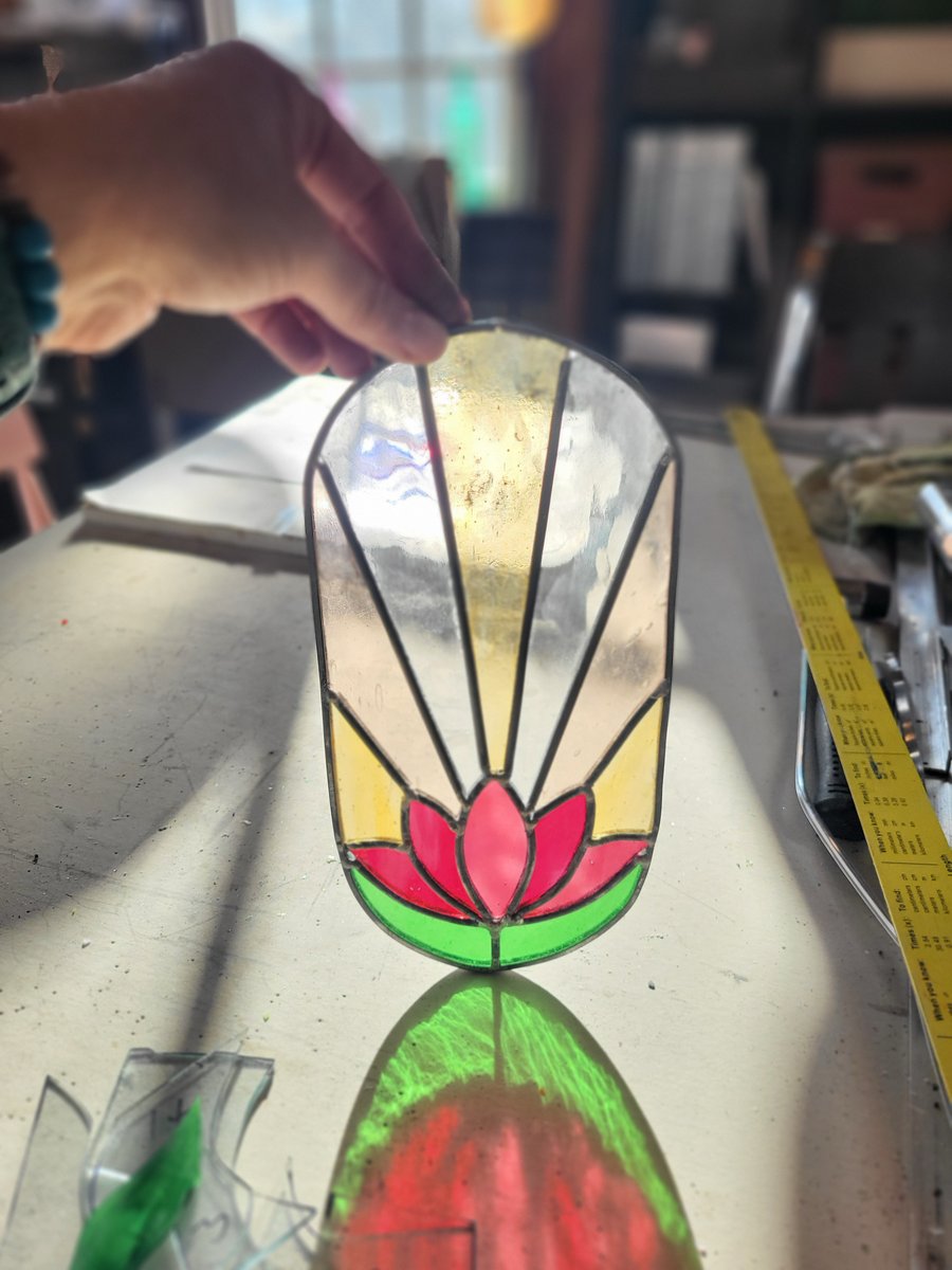 Image of Art deco flower panel- stained glass