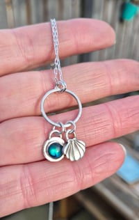 Image 2 of Blue Abalone and Shell Charm Necklace 
