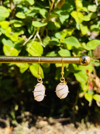 Rose Quartz Wrapped Earrings