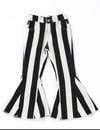 Black White Striped Kids Flares 