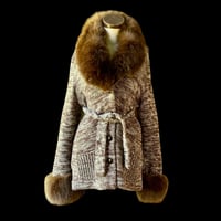 Image 1 of Calvin Klein Fox Fur Knit Cardigan Medium