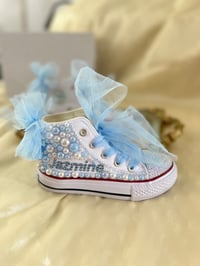 Image 1 of Toddler Girl Bling Pearl Canvas Kids Sneakers