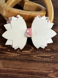 Image 3 of Spring Blossom Pink & Yellow Designer-Inspired Straw Topper Bow