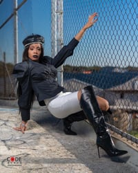 Image 1 of Black Puffy Sleeve Blouse