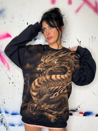 Image 4 of “DRAGON” CUSTOM BLEACH PAINTED PULLOVER SWEATSHIRT MEDIUM