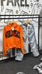 Image of World Peace 444 Protection of Angels Hoodie and Nylon Windbreaker Pants Orange and light grey color
