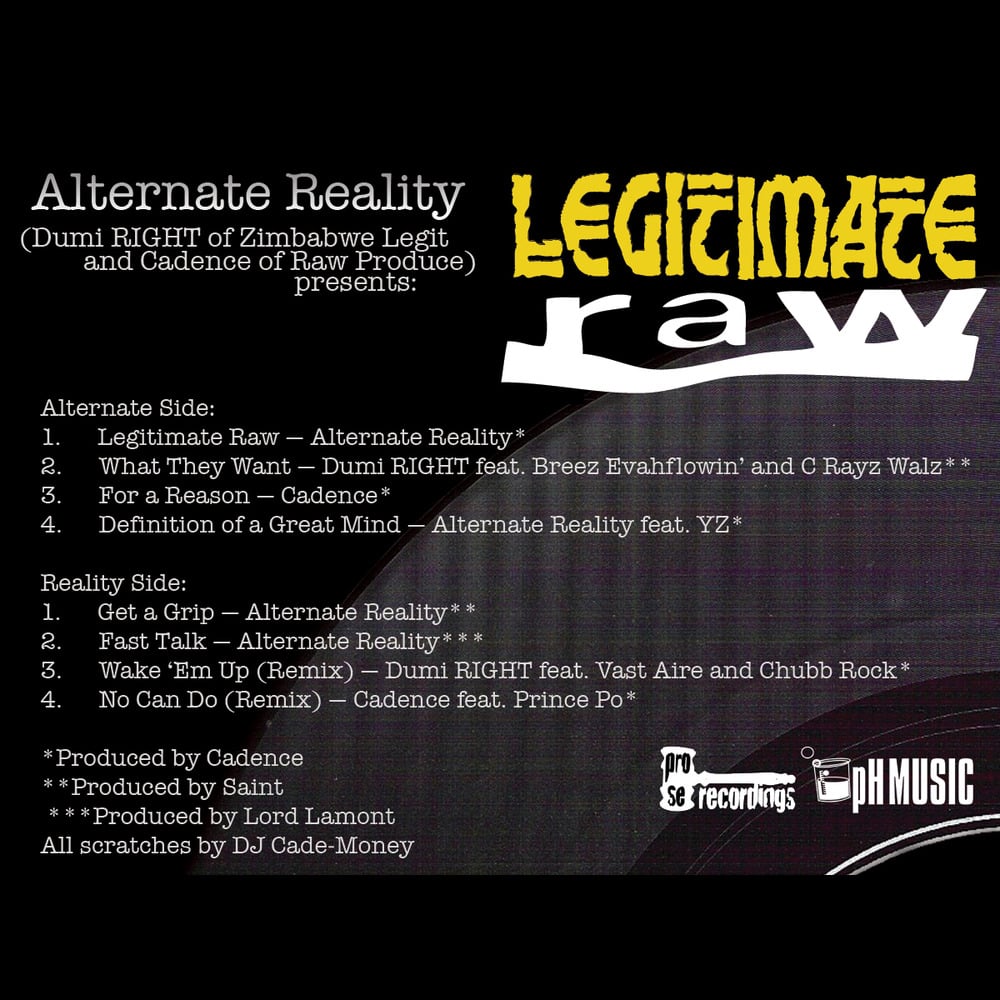 Image of Alternate Reality - Legitimate Raw feat Chubb Rock, Prince Po, YZ, Vast Aire, C-Rayz Walz etc