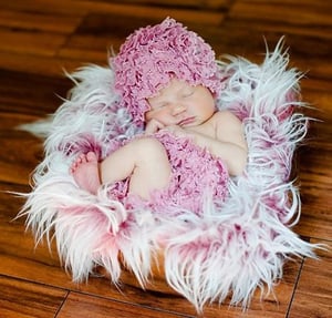 Image of Frosted Red Mongolian Fur Nest Photography Prop Rug Newborn Baby