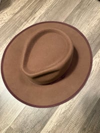 Image 1 of Tan brin wide hat 
