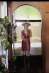 70s tompe-l'œil beaded silk plunge dress