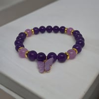 Purple Natural Stone Bracelet with Butterfly Charm