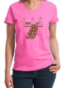 Image of Unisex V-neck Pink Peacock Tee