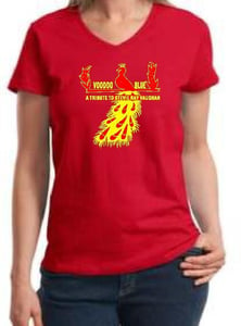 Image of Unisex V-neck Red Peacock Tee