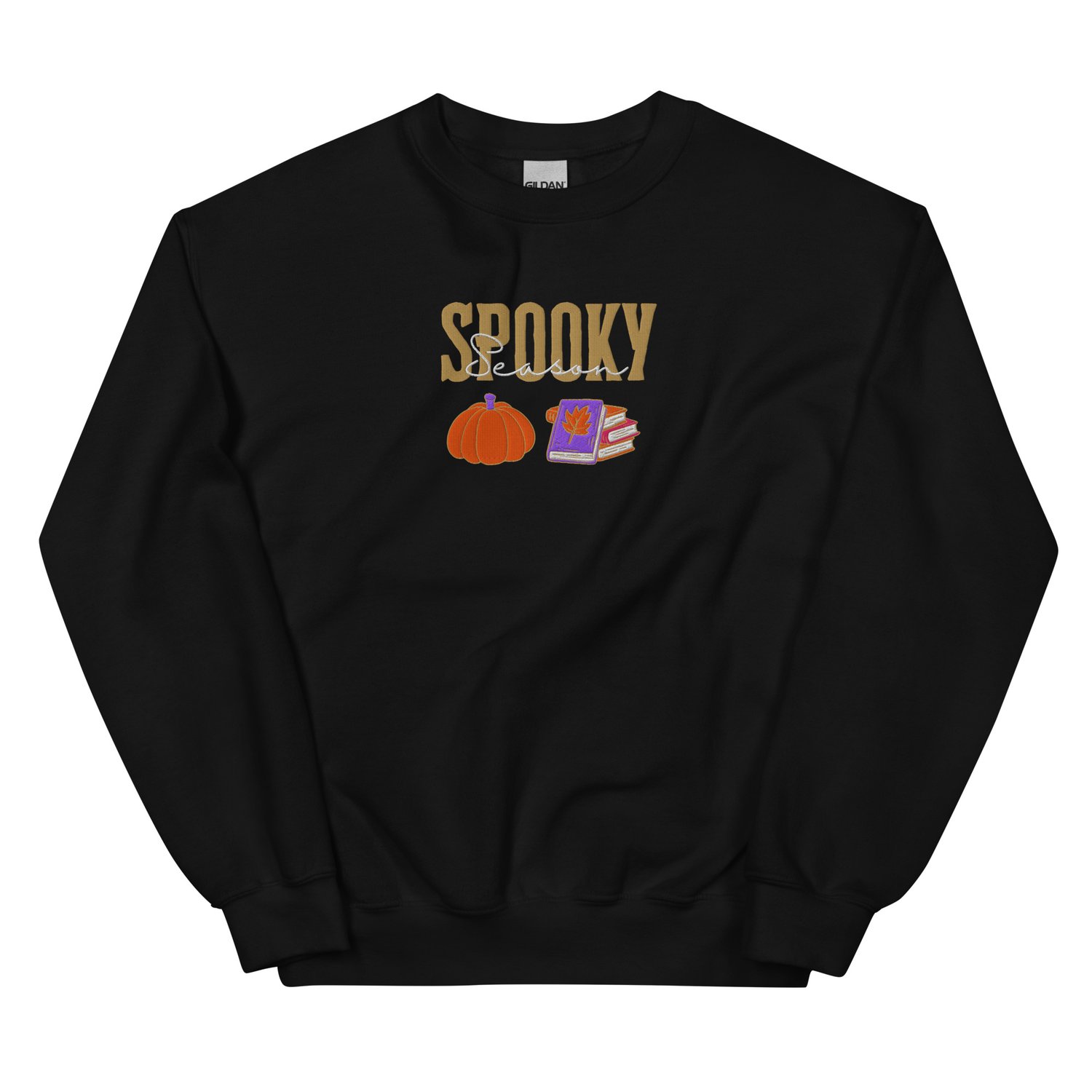 Image of Spooky season pumpkin and book embroidery Unisex Sweatshirt