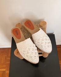 Image 1 of Crochet Mules - White