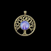 Image 2 of Gold Tone Tree Of Life Pour Paint Pendant