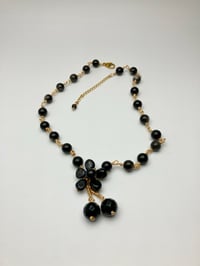 Image 4 of Obsidian Onyx Flower Pendant Necklace - Double Protection