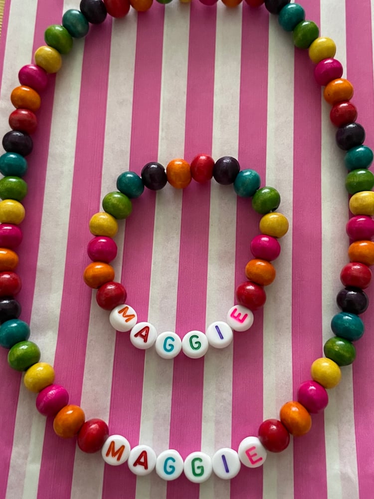 Image of Personalised rainbow bead necklace  
