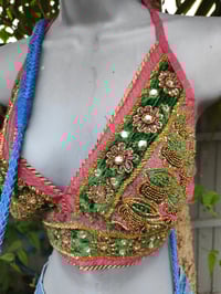 Image 15 of Bralette halter neck top jewel dark pink with two ties at the back