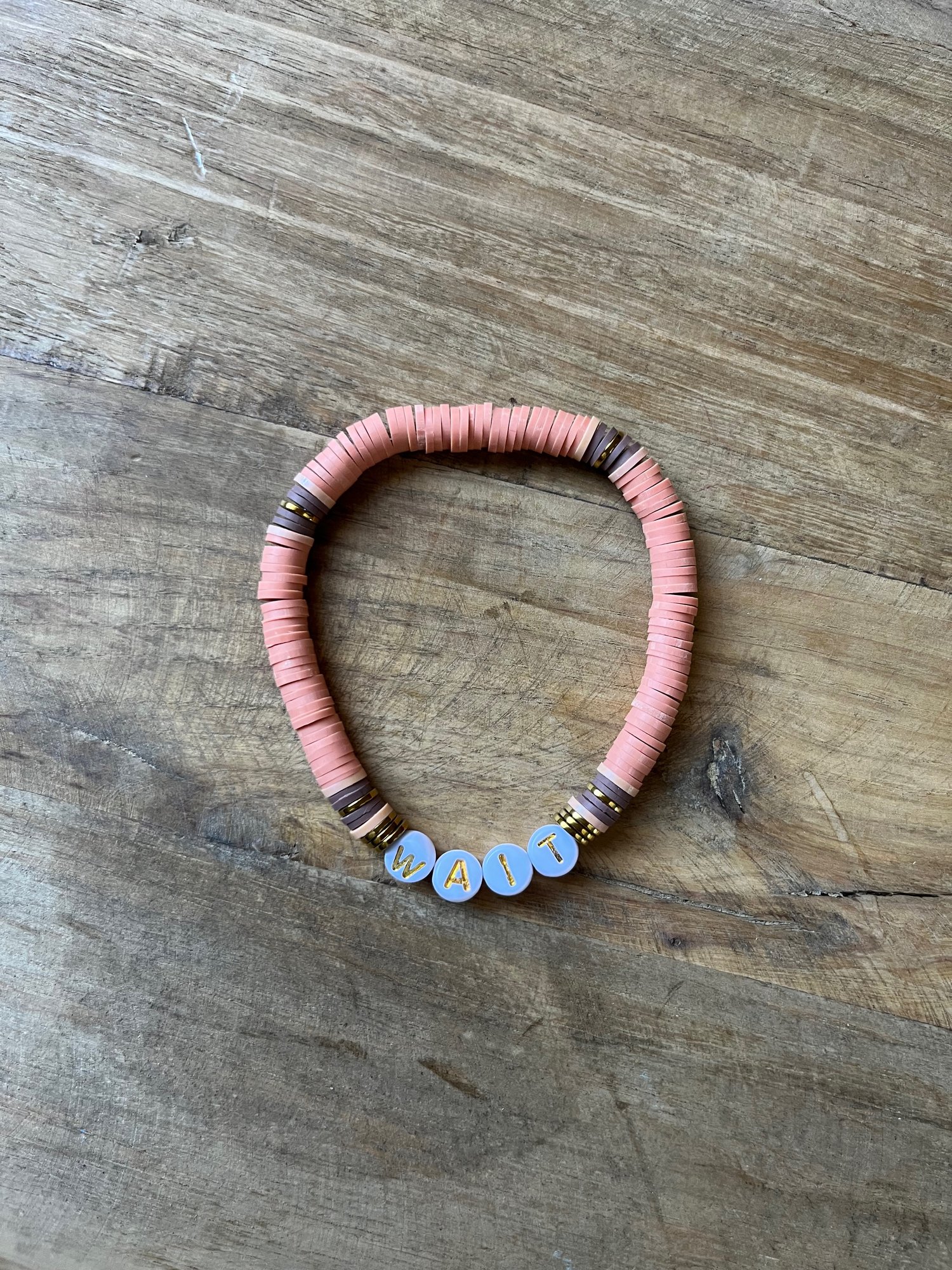Image of Pinkish Tan WAIT bracelet