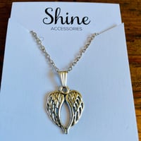 Image 2 of Set of 5 Angel wing shaped charm necklaces 