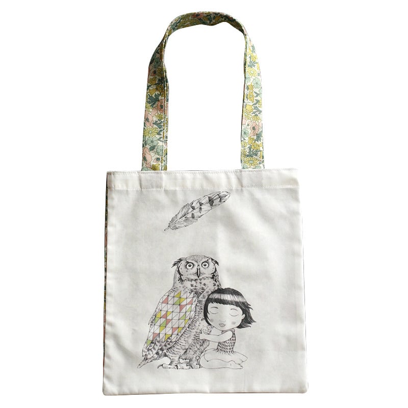 Image of Sac en coton enfant Fille et Hibou
