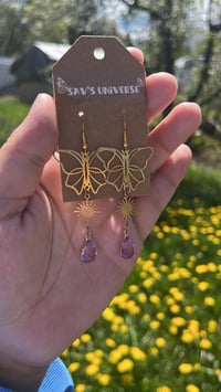 Image 2 of Lilac Butterfly Sun Earrings 🦋💜✨🌞