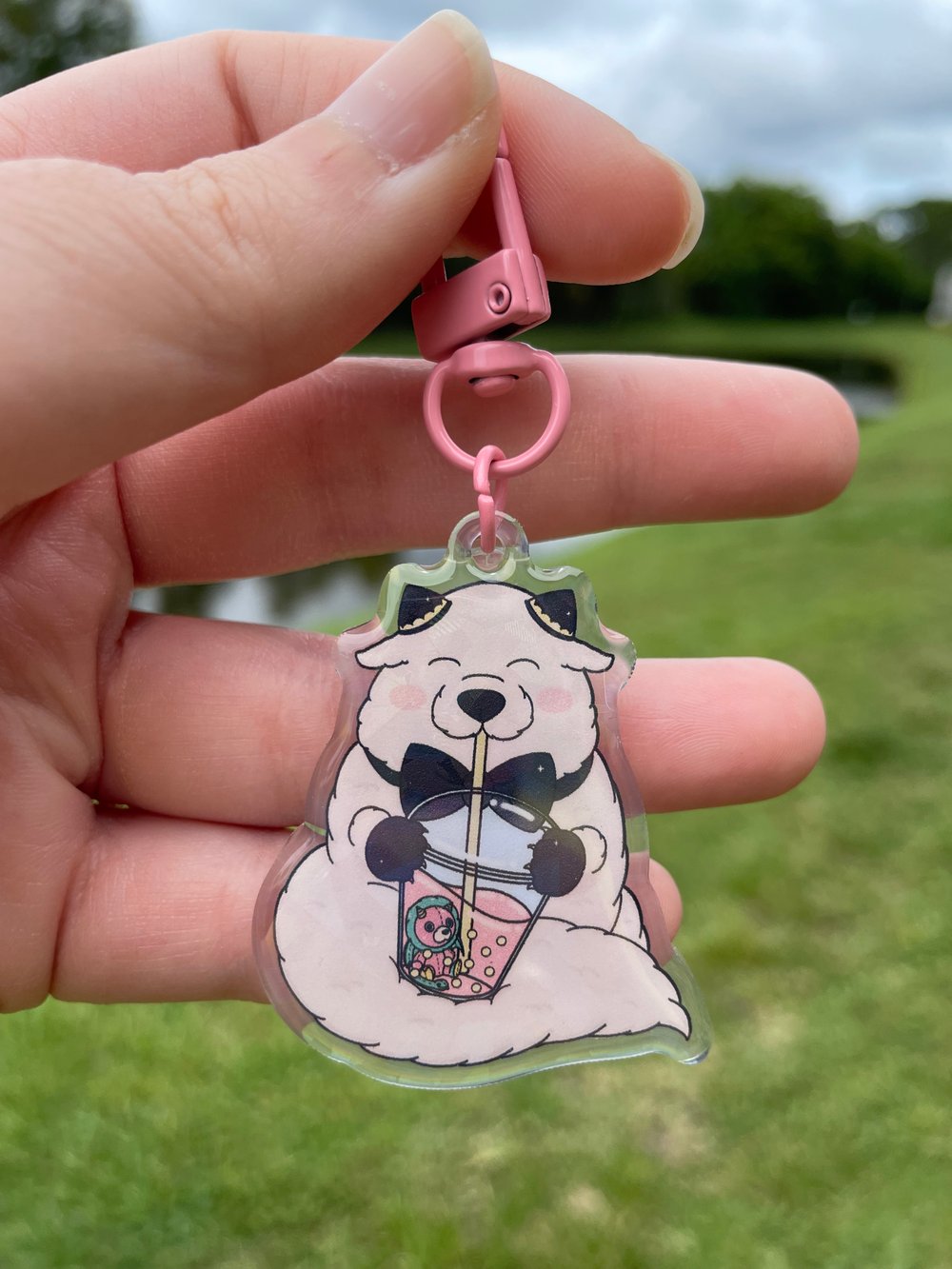Image of Fluffy Dog Plush Pillow & Acrylic Keychains