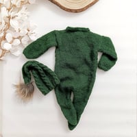 Image 4 of Newborn photoshooting knitted set | green