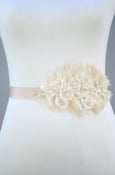 Image of Ostrich & Vintage Lace Flower Bridal Sash