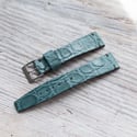 18mm Vintage Style Crocodile Strap In Cyan