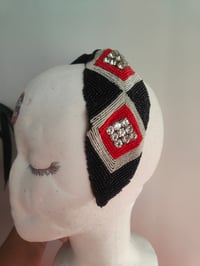 Image 4 of RED AND BLACK- PATTERN SILVER BAG AND HEADBAND