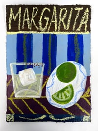 Margarita on cobalt blue & light blue stripes 